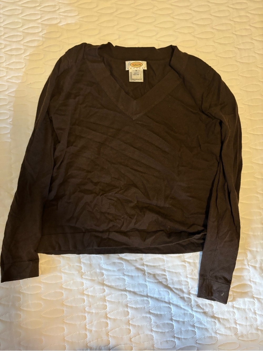 Talbots Women's Brown V-Neck Long Sleeve Sweater